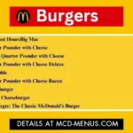 McDonalds Burgers Menu with Prices in USA