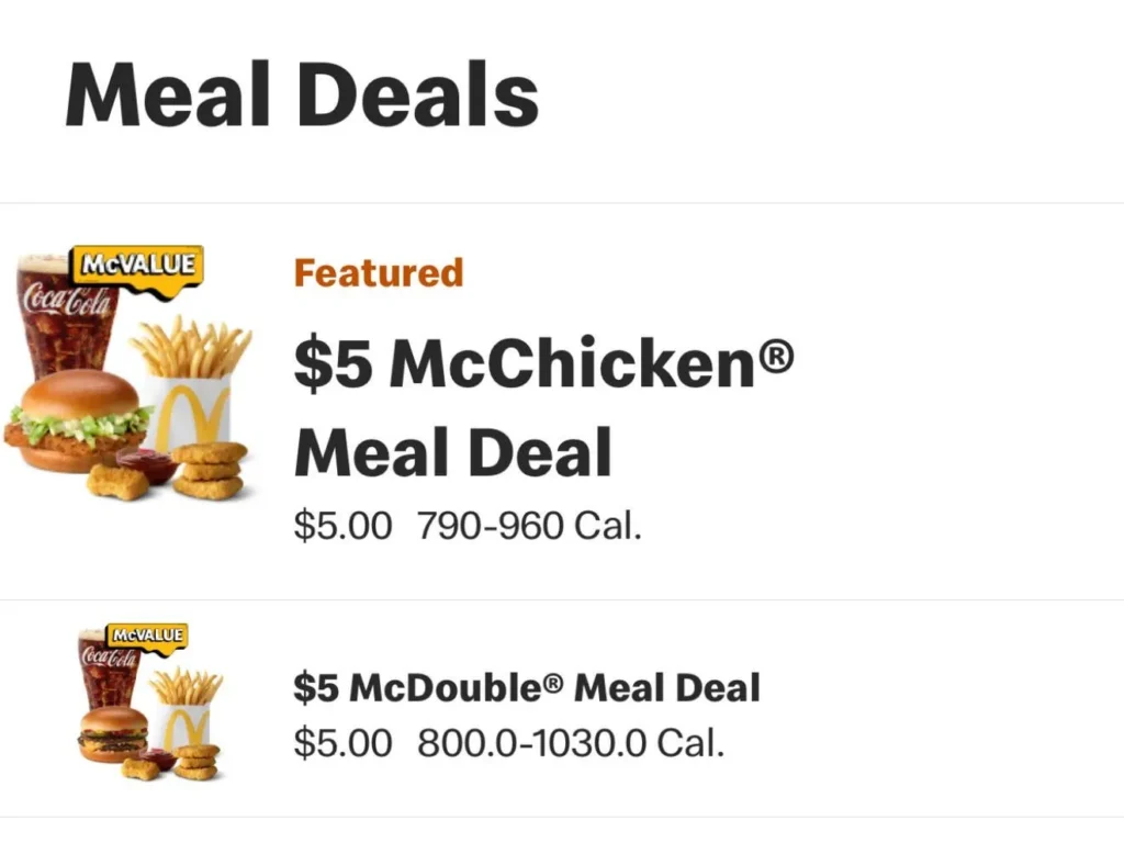 mcdonalds-$5 meal deal 2025