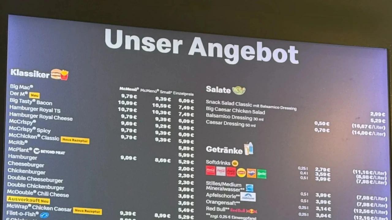 Mc Donalds Preise Deutschland 2025